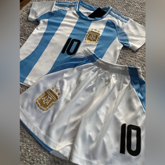 Kids MESSI ARGENTINA Soccer Jersey Kit Youth Sizing 22 24 26 28 30 NEW WITH TAG - Picture 5 of 5